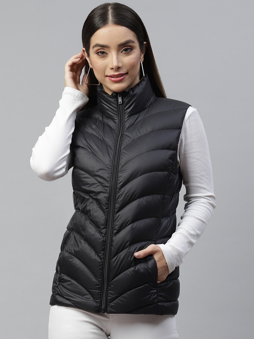 

Marks & Spencer Women Black Lightweight Puffer Gilet Jacket