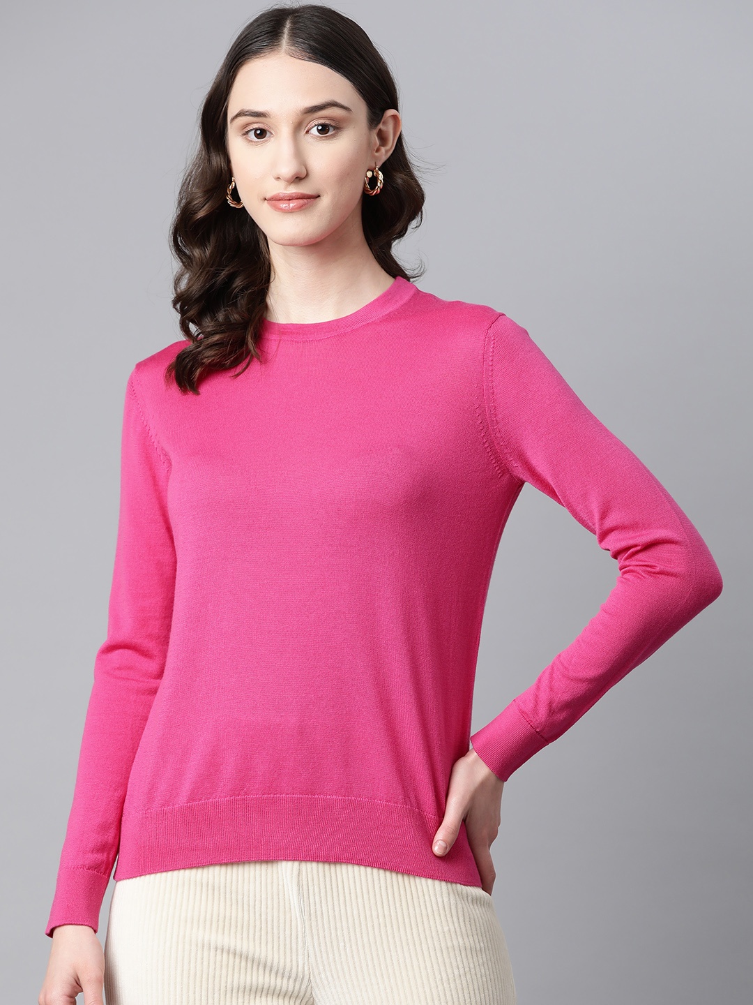 

Marks & Spencer Solid Merino Wool Pullover, Pink