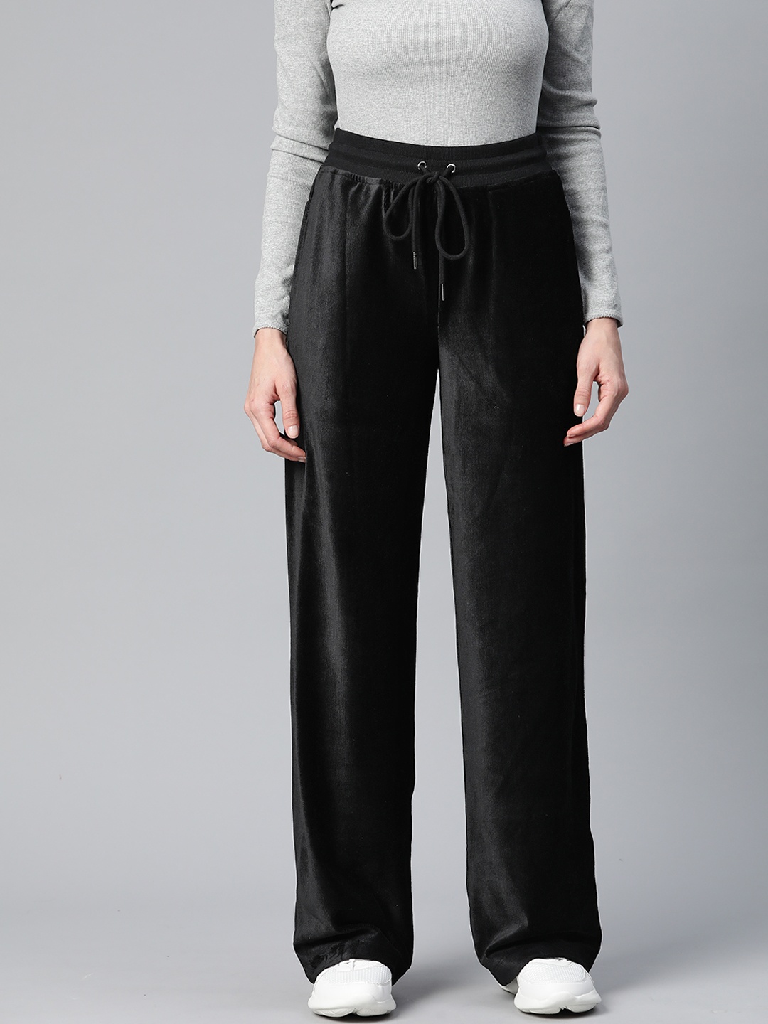 

Marks & Spencer Ribbed Velvet Wide Track Pants, Black