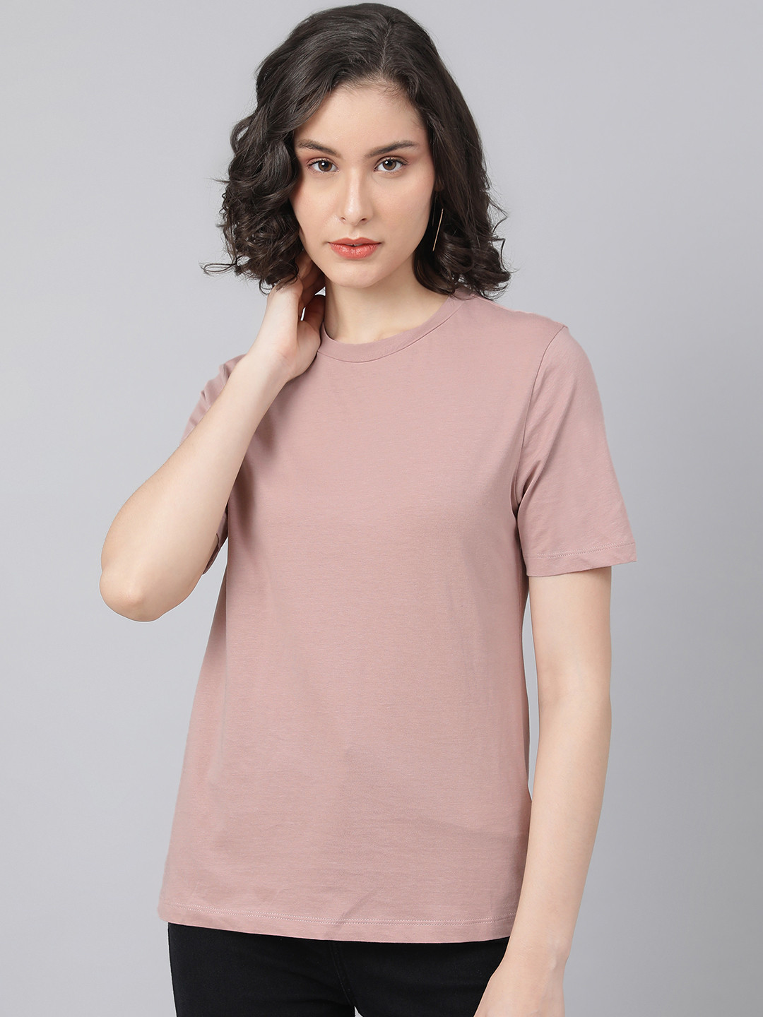 

Marks & Spencer Women Dusty Pink Pure Cotton Solid T-shirt
