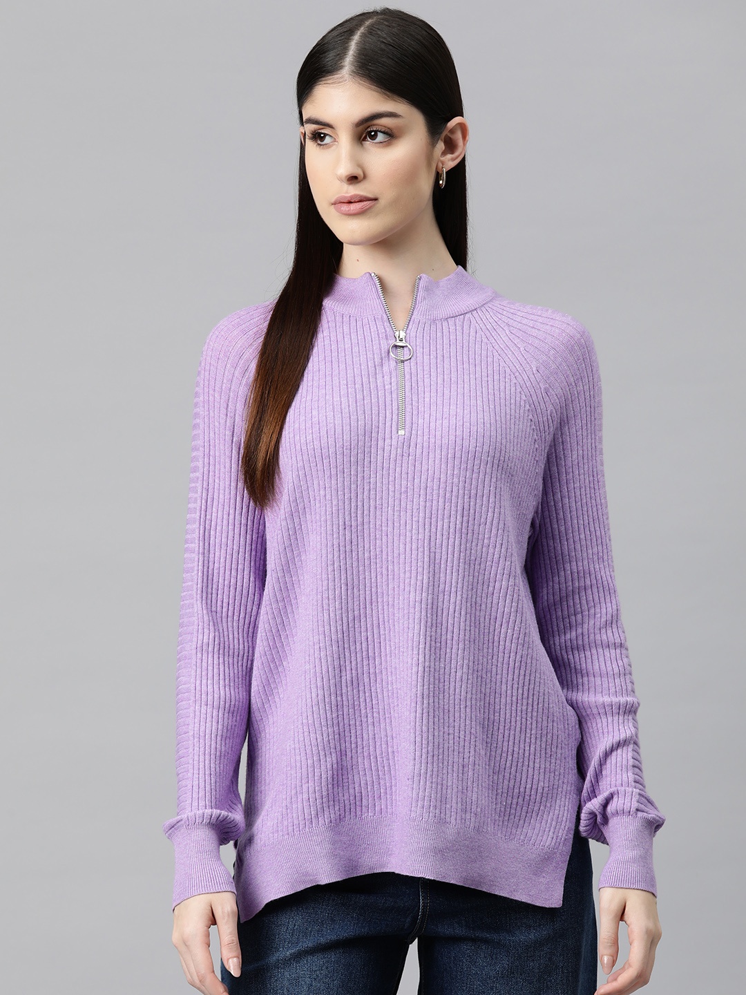 

Marks & Spencer Ribbed Relaxed Fit Pullover, Lavender