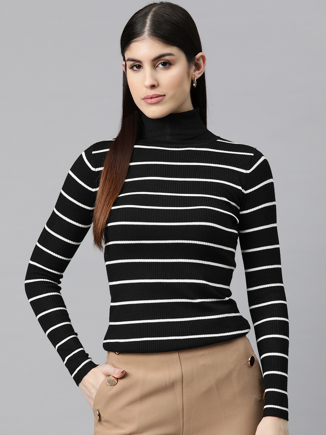 

Marks & Spencer Striped Pullover, Black