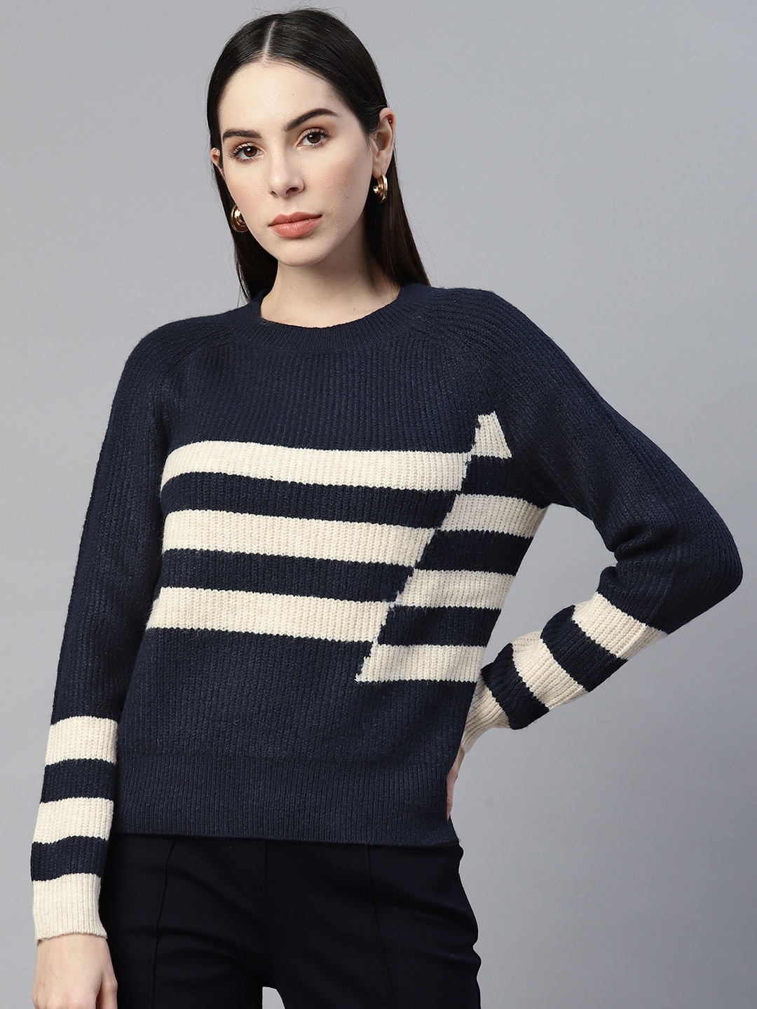 

Marks & Spencer Women Striped Pullover, Navy blue