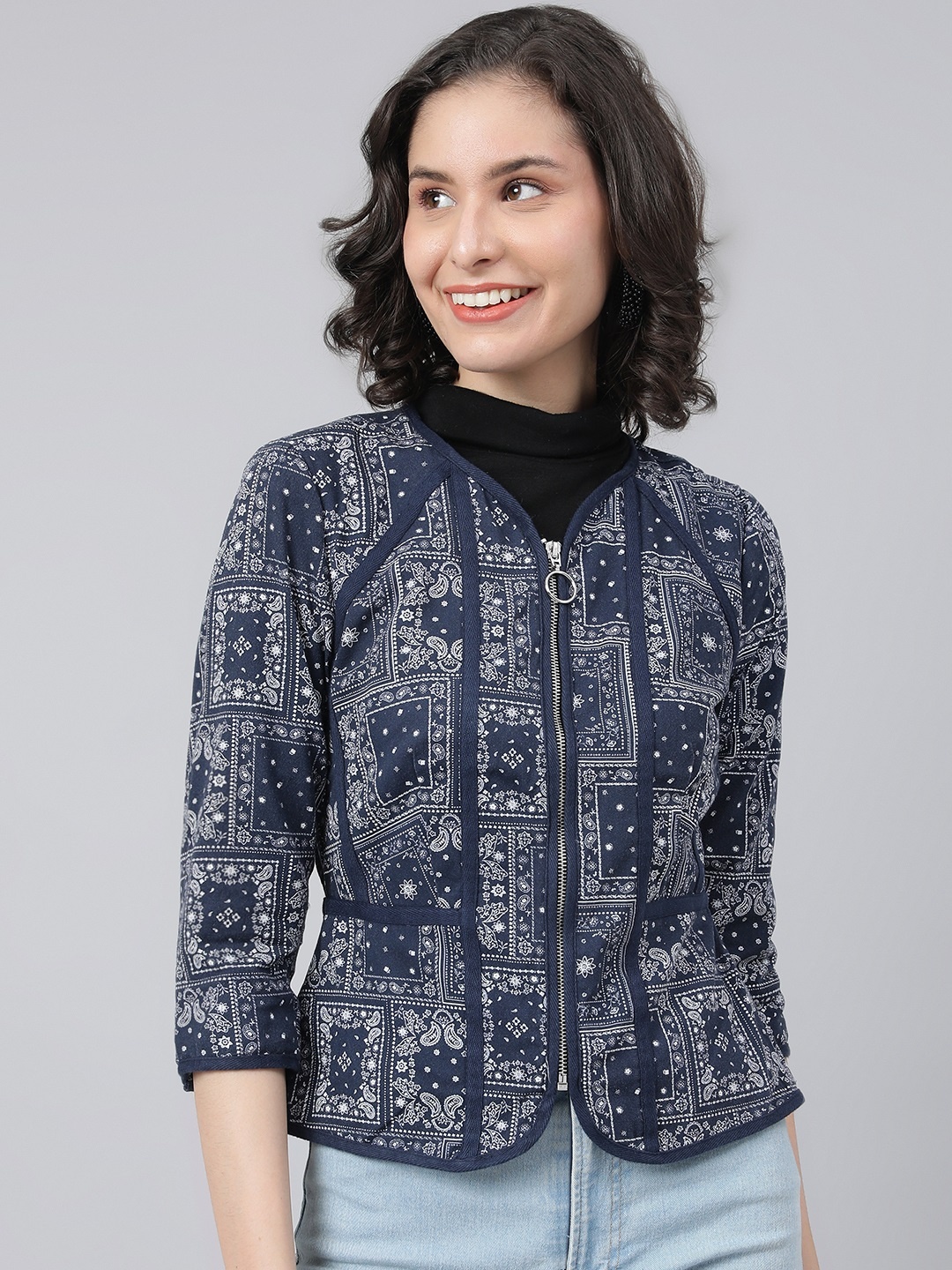 

Marks & Spencer Women Navy Blue Cotton Tailored Jacket