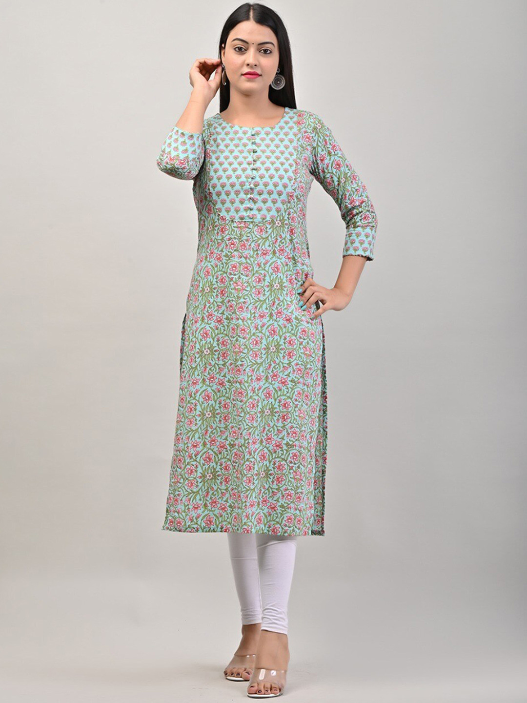 

Swasti Women Green Floral Printed Kurta