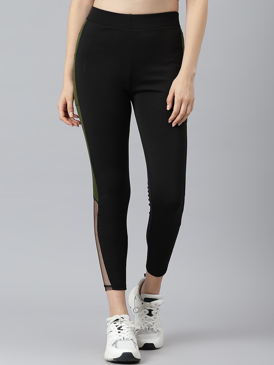 

Aarika Women Black And Olive Green Solid Rapid Dry Slim-Fit Track Pant