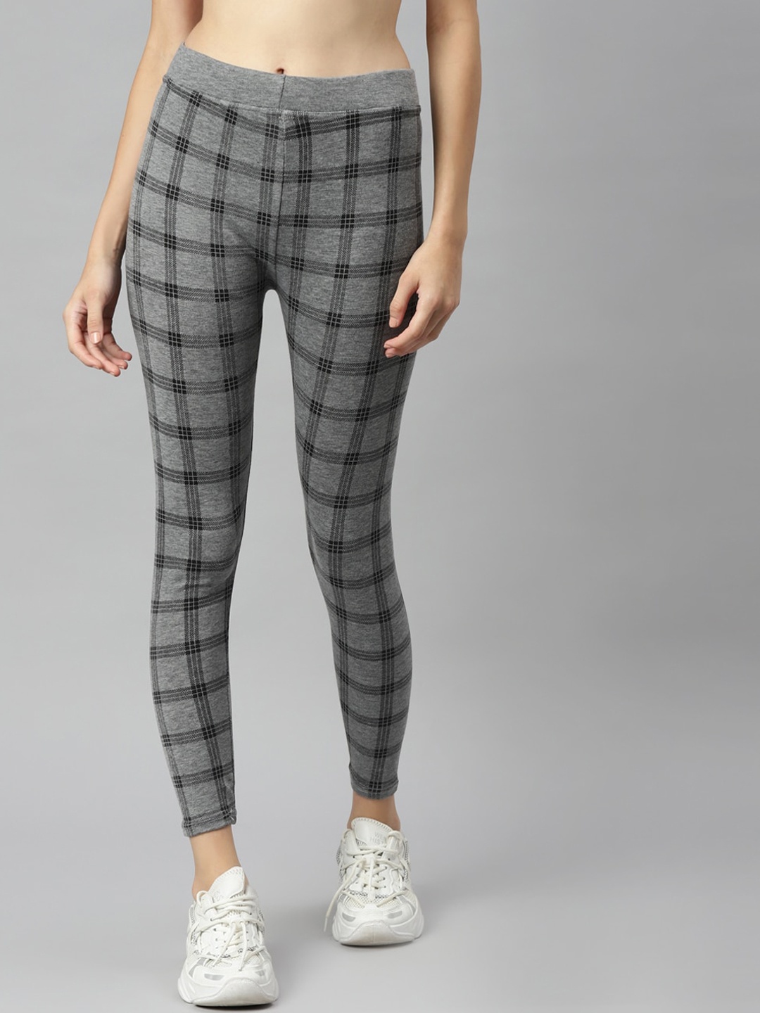 

Aarika Women Grey And Black Striped Slim-Fit Rapid Dry Track Pant