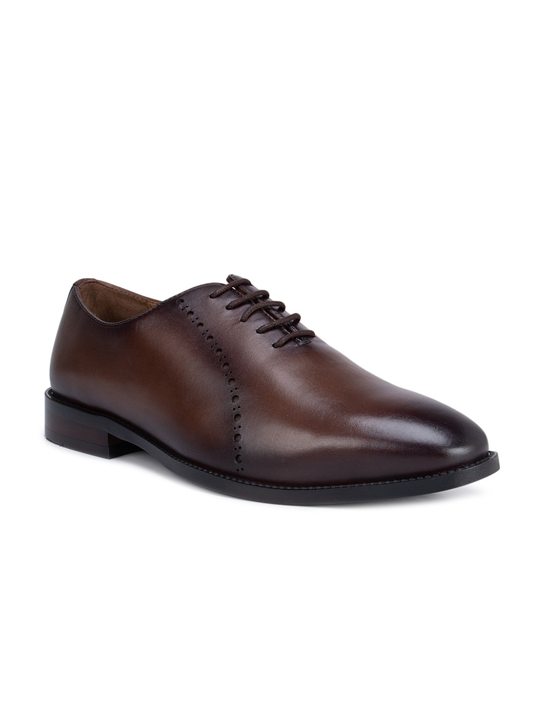 

ROSSO BRUNELLO Men Brown Solid Leather Formal Oxfords Shoes