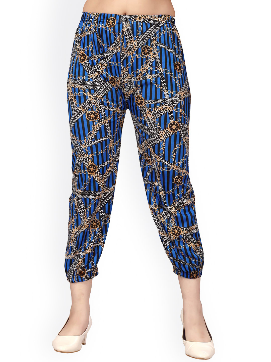 

Aarika Girls Blue & Gold Printed Easy Wash Joggers
