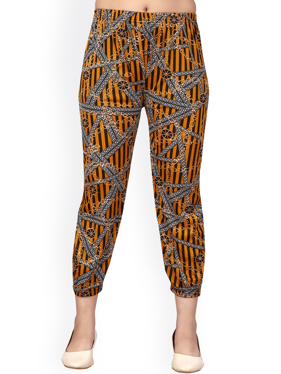 

Aarika Girls Mustard Yellow Printed Easy Wash Joggers
