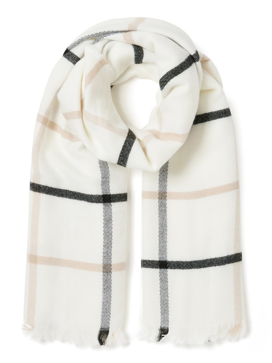 

Forever New Women White & Black Checked Scarf