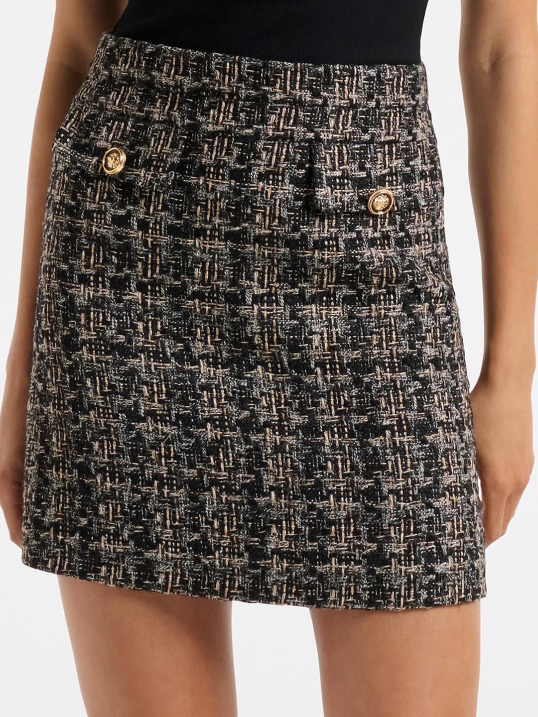 

Forever New Women Black Printed Mini A-Line Skirts