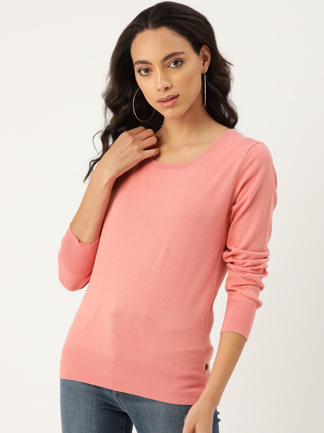 

Madame Women Pink Solid Pullover Sweater