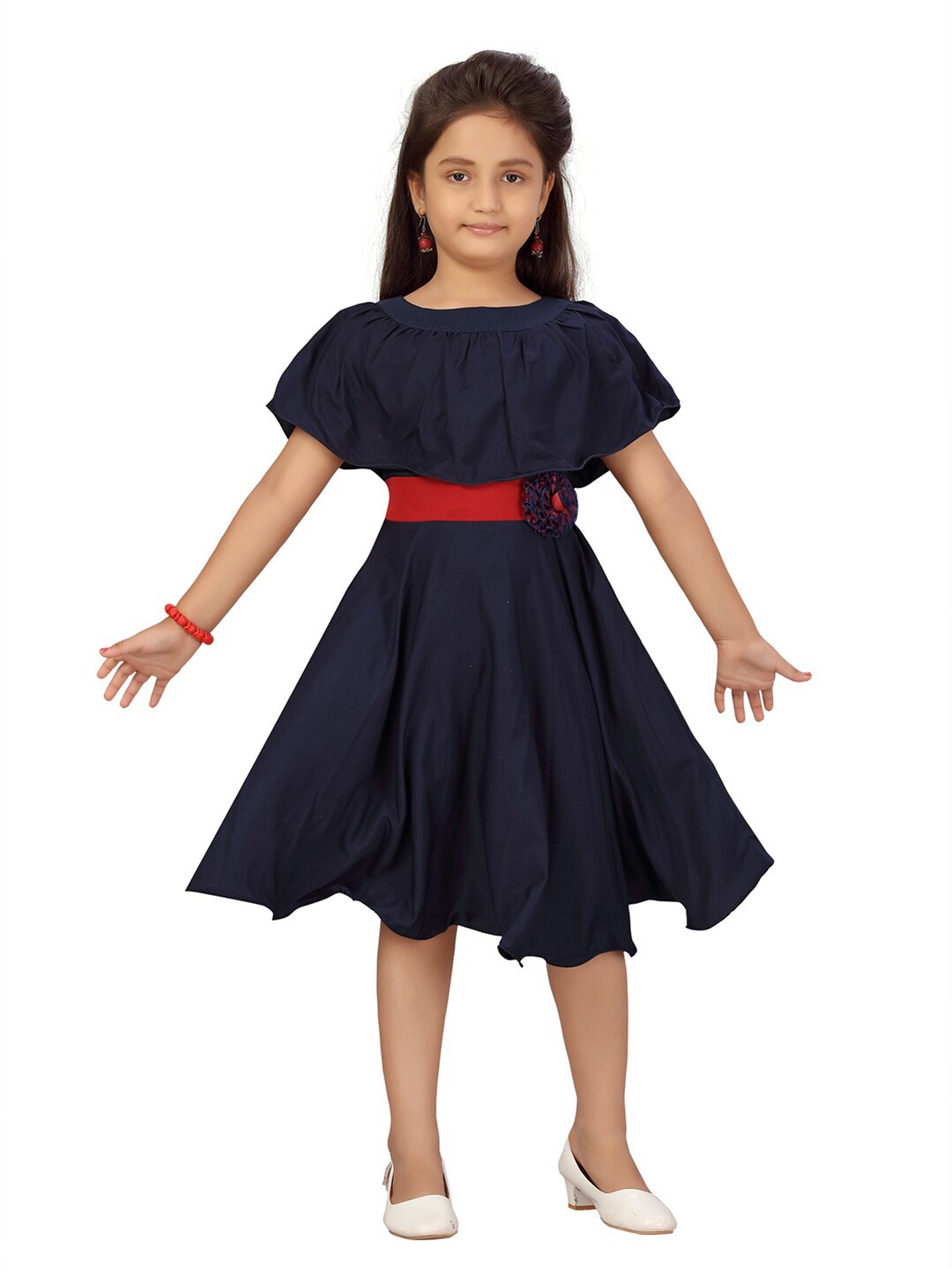 

Aarika Girls Navy Blue Crepe Dress