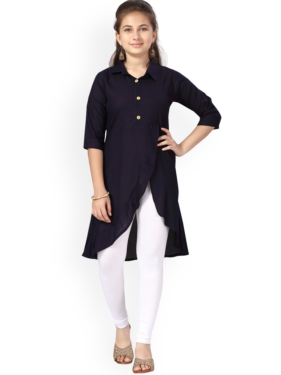 

Aarika Girls Navy Blue Cotton Kurta