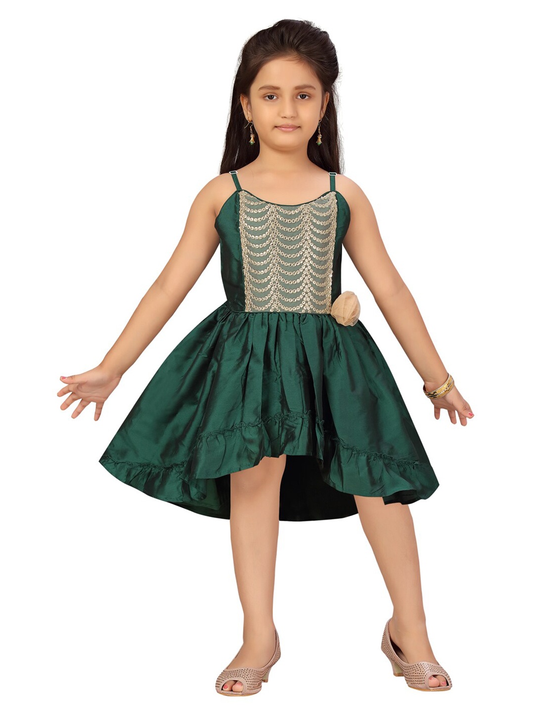 

Aarika Green Crepe Fit and Flare Dress
