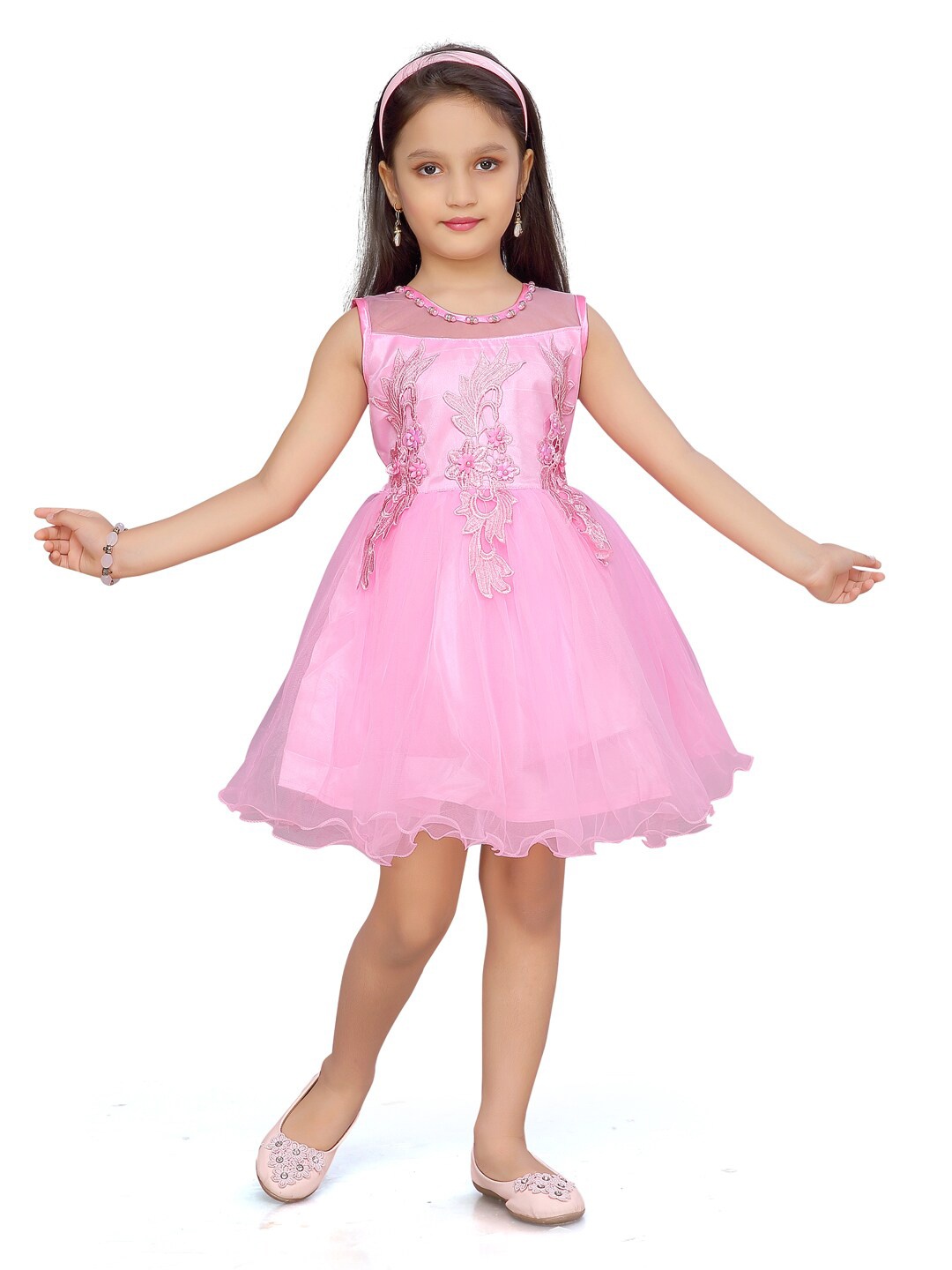 

Aarika girls Pink Embellished Dress