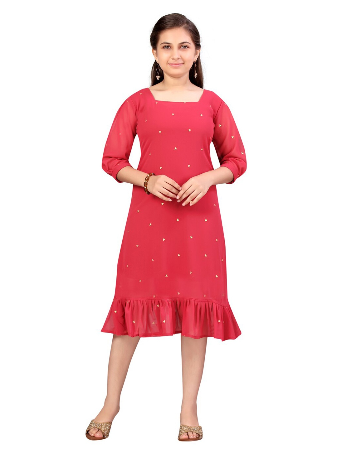 

Aarika Pink Georgette A-Line Dress