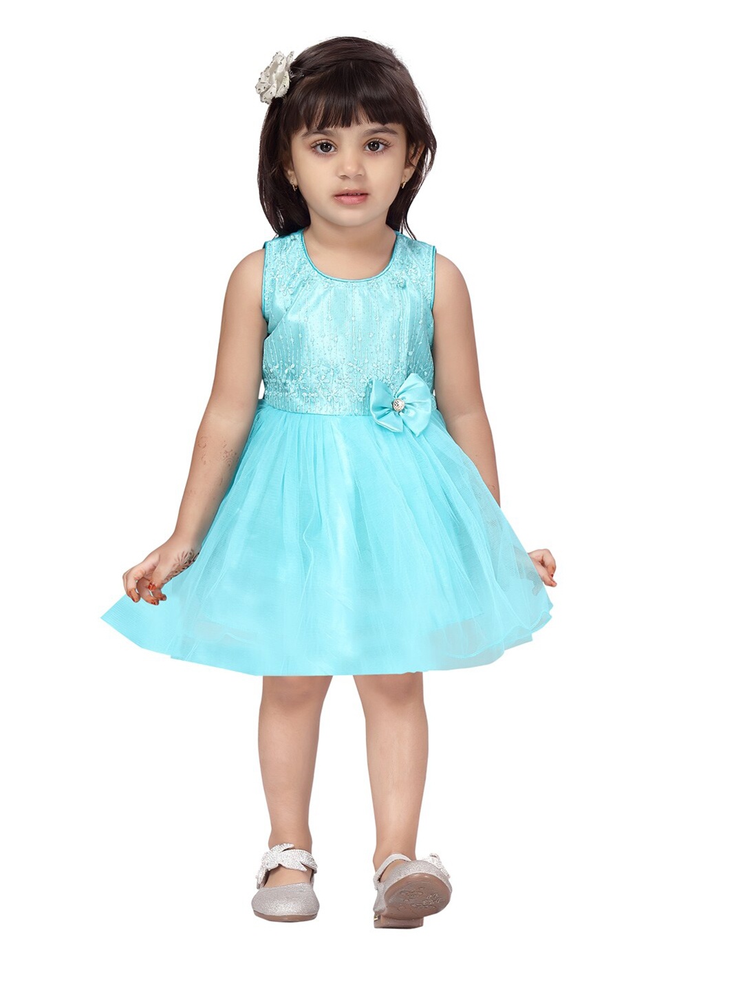 

Aarika Turquoise Blue Net Dress