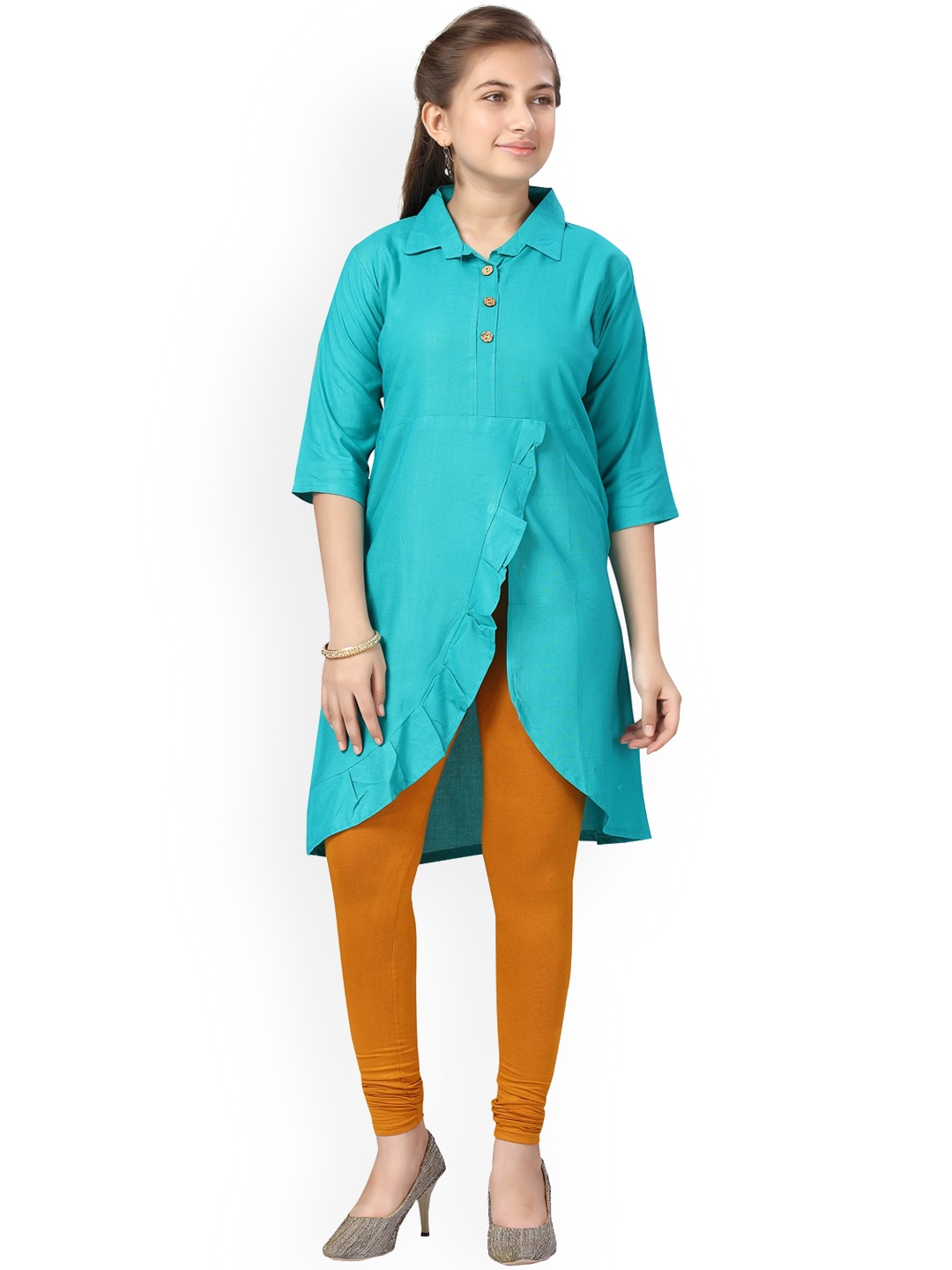 

Aarika Girls Turquoise Blue Solid Kurta