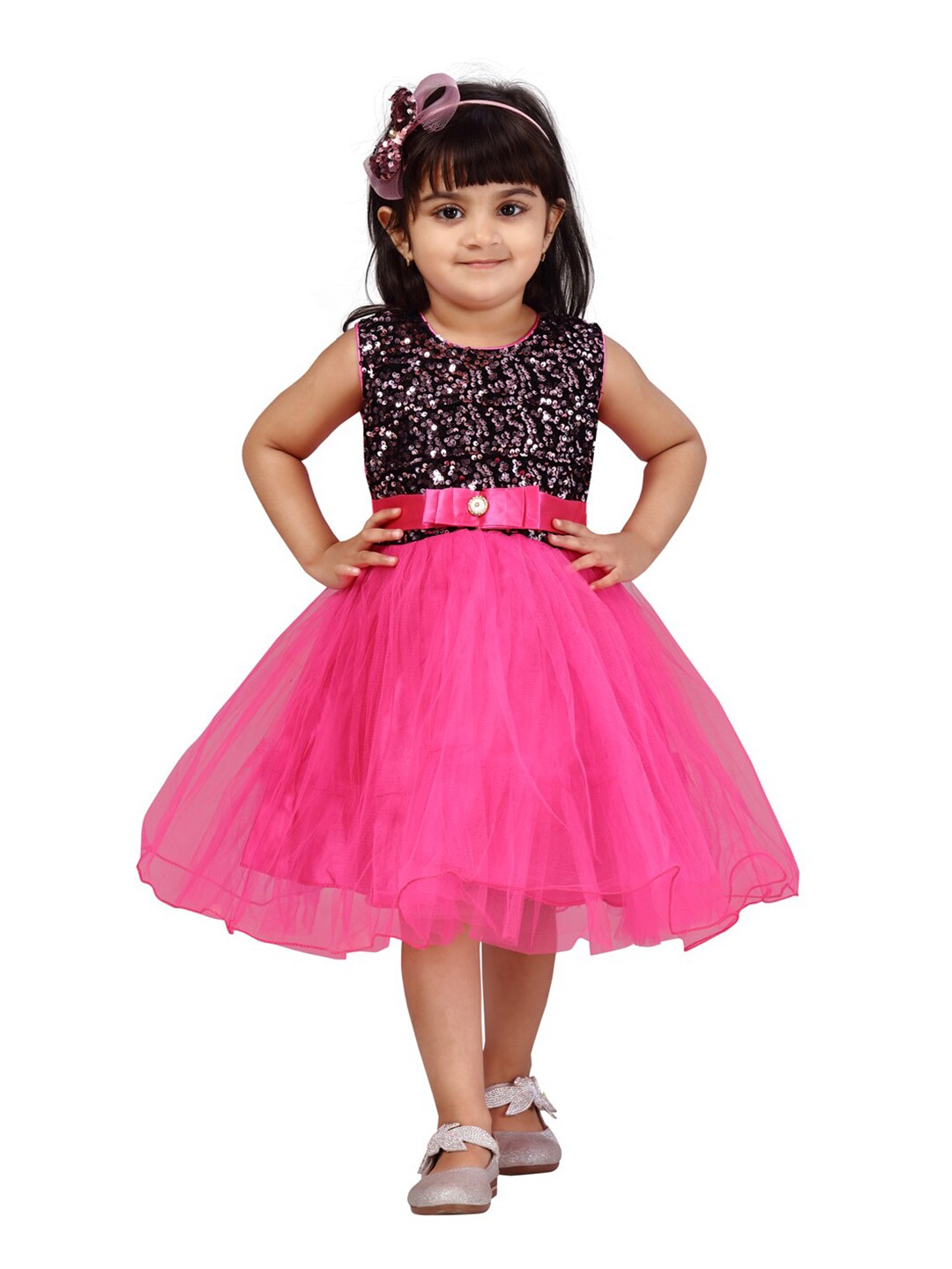

Aarika Girls Pink Embellished Net Dress