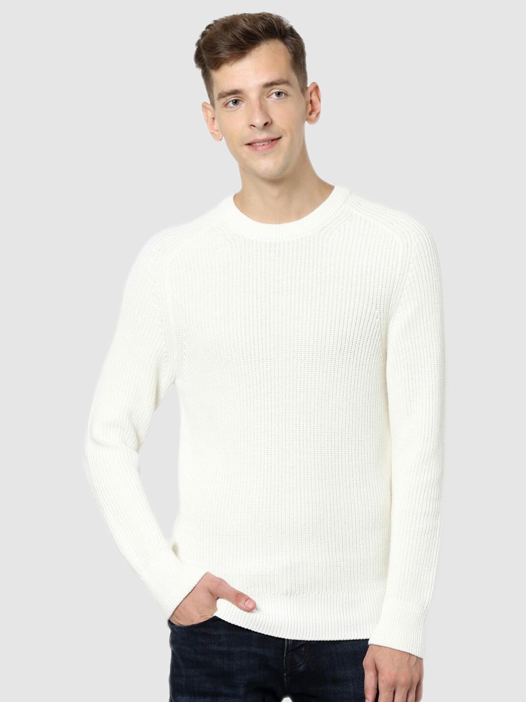 

Celio Men Off-White Cable Knit Pullover