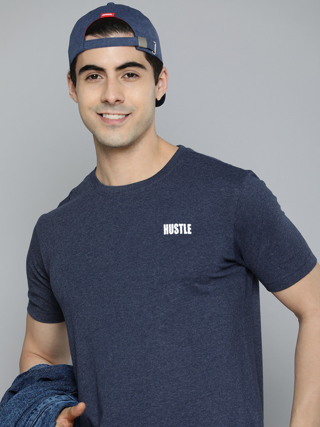 

HERE&NOW Men Blue Printed Pure Cotton T-shirt