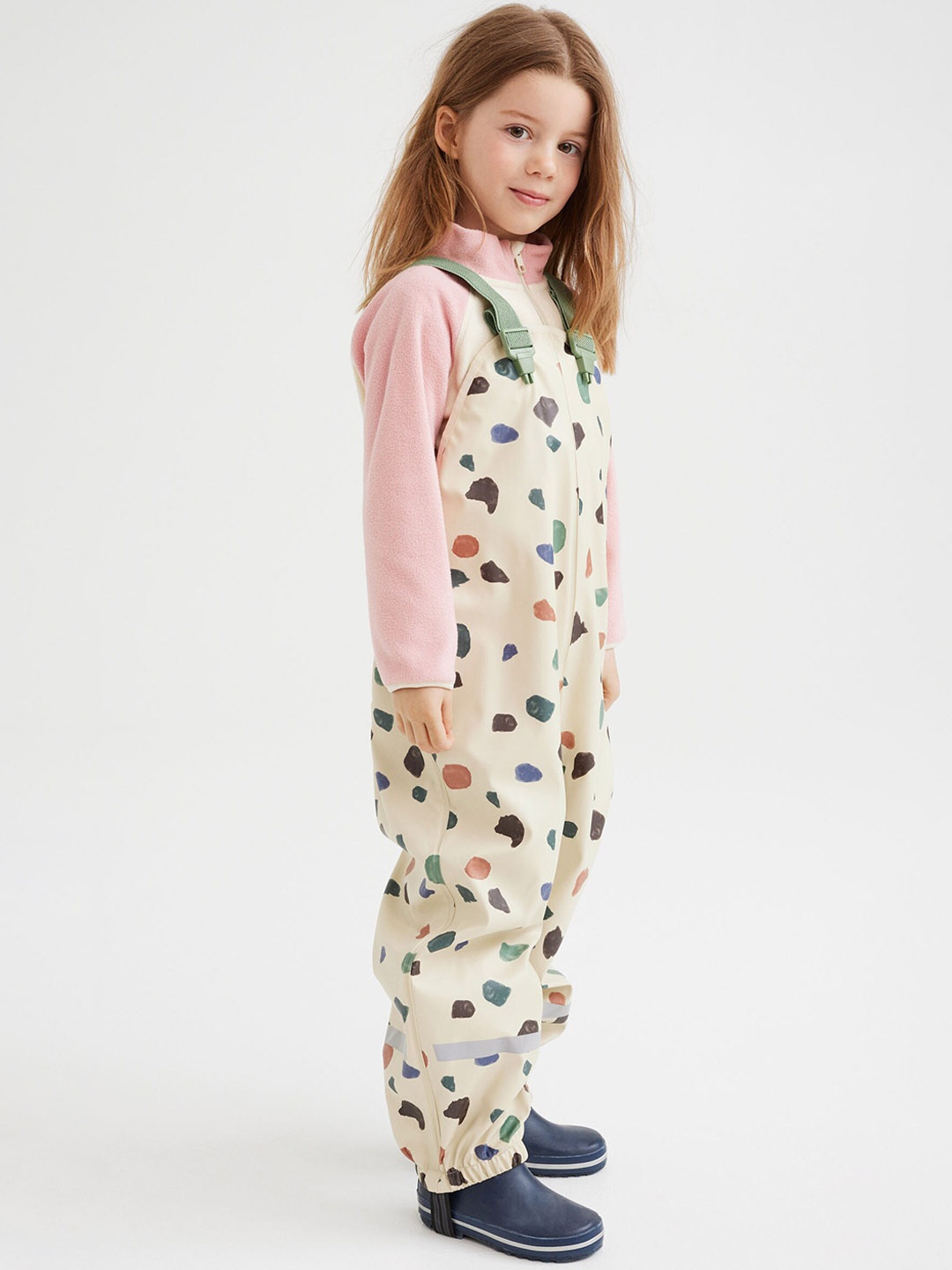 

H&M Girls Beige Rain Trousers with Braces