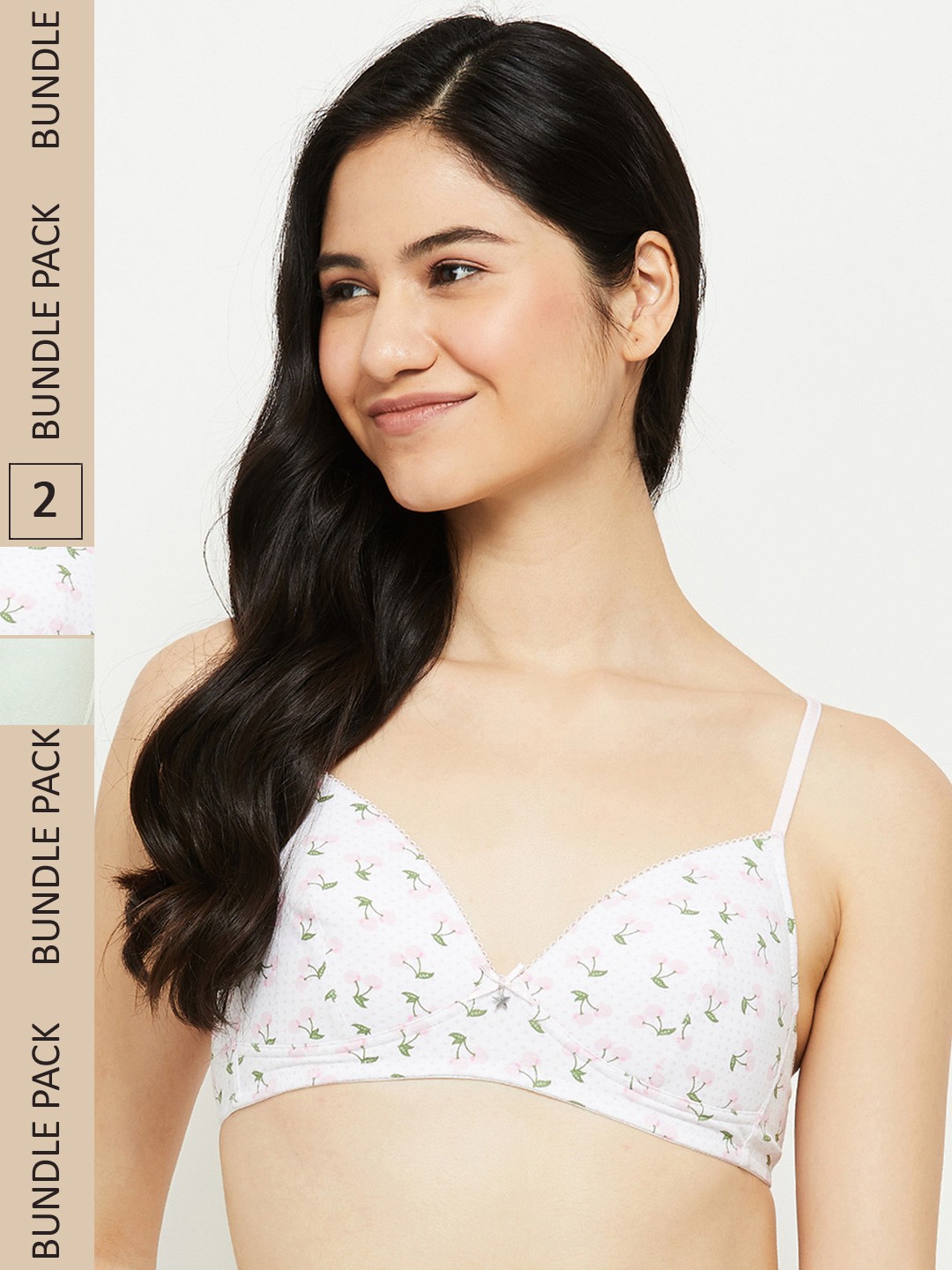 

max Pack of 2 Printed Non-Wired Lightly Padded High Support Everyday Bra, Green