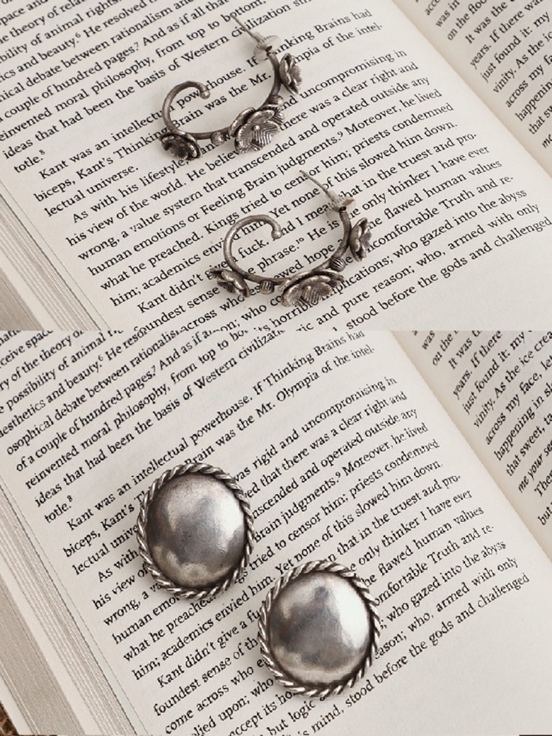 

VENI Silver-Toned Pack Of 2 Contemporary Drop Earrings