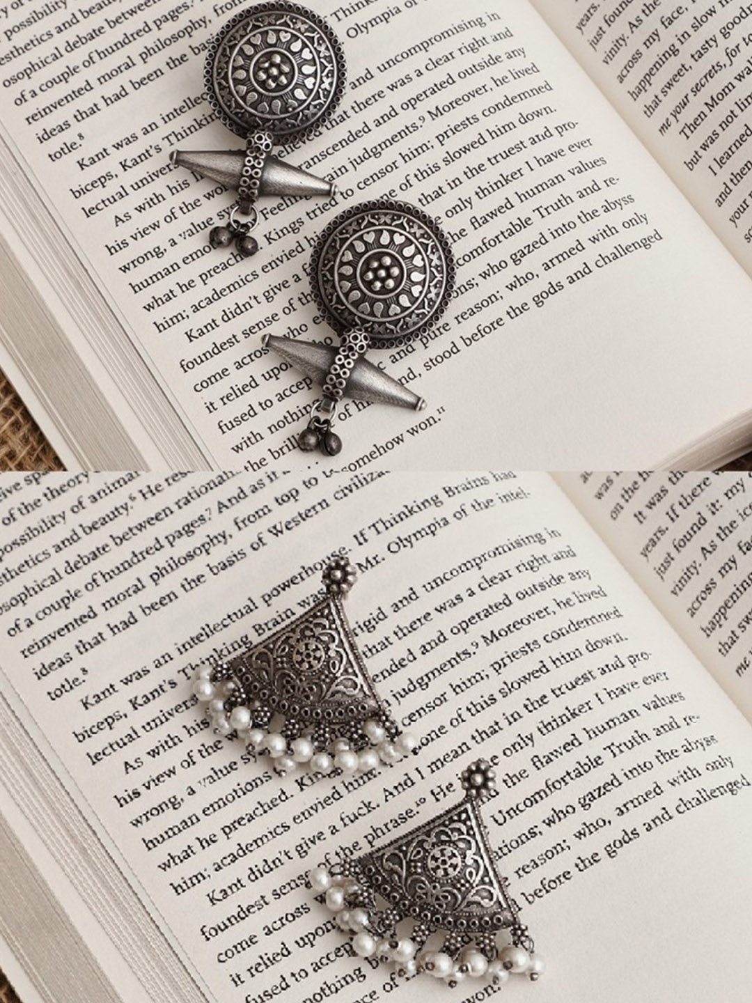 

VENI Set of 2 Silver Plated Contemporary Drop Earrings