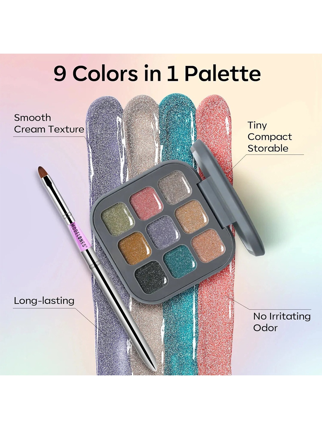 

Modelones 9 Shades Color Cube Solid Cream UV Gel Nail Polish Palette 9g - Clear Flash, Multi
