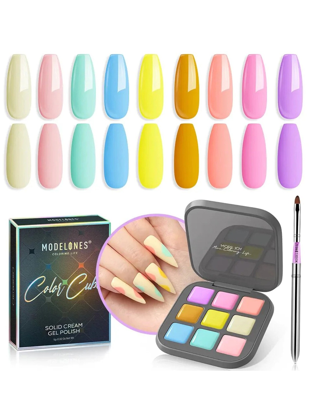 

Modelones 9 Shades Color Cube Solid Cream UV Gel Nail Polish Palette 9g - All About Wagashi, Pink