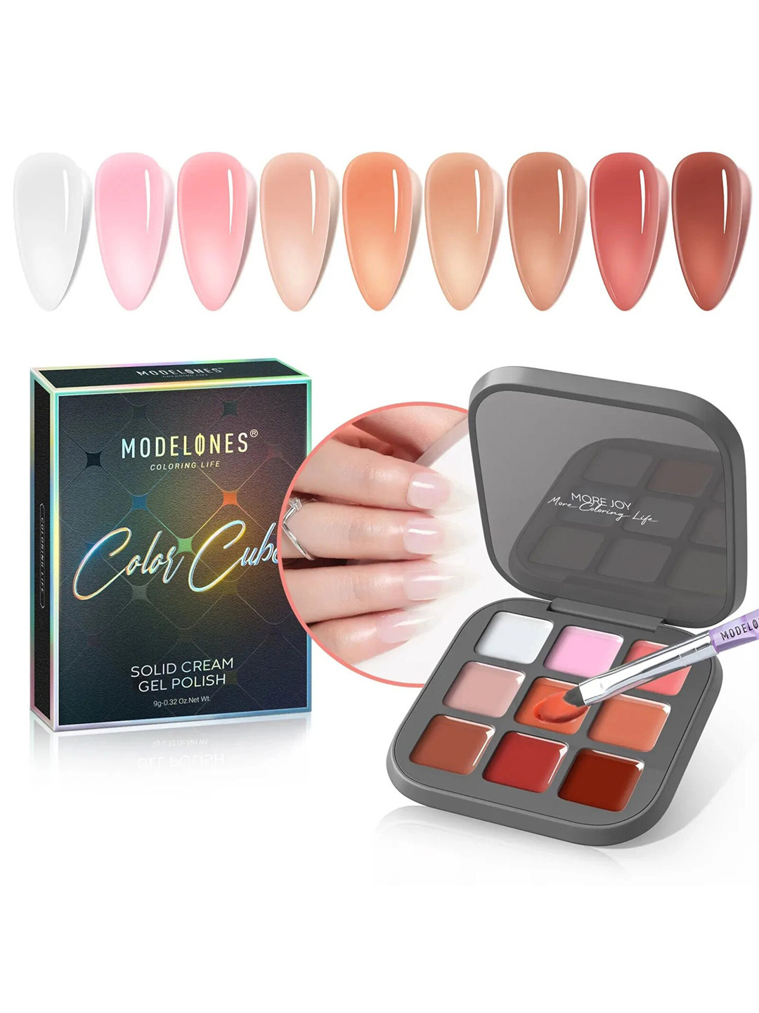 

Modelones 9 Shades Color Cube Solid Cream UV Gel Nail Polish Palette 9g - Lovesick, Multi