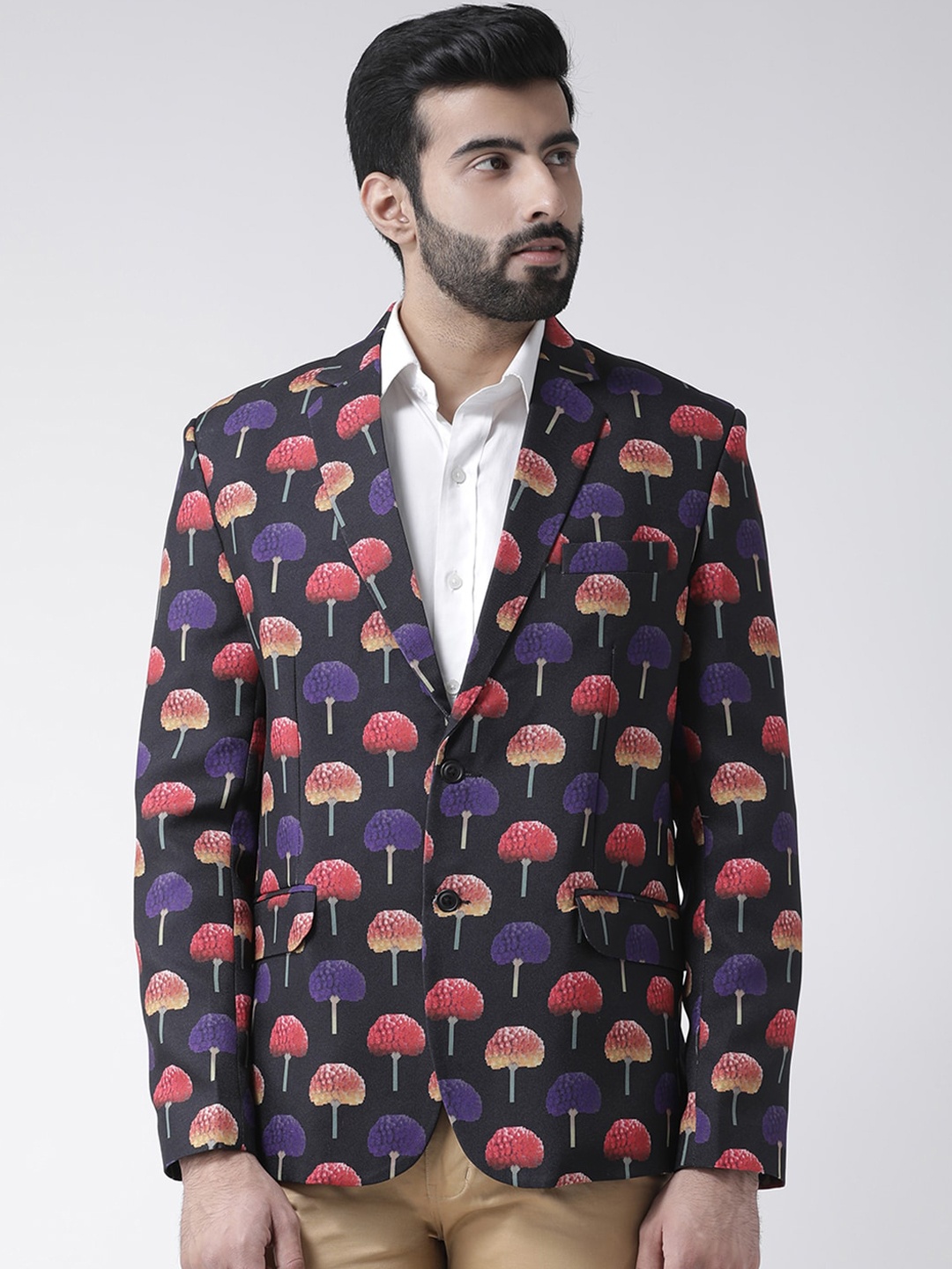 

Hangup Men Black Printed Single-Breasted Blazers