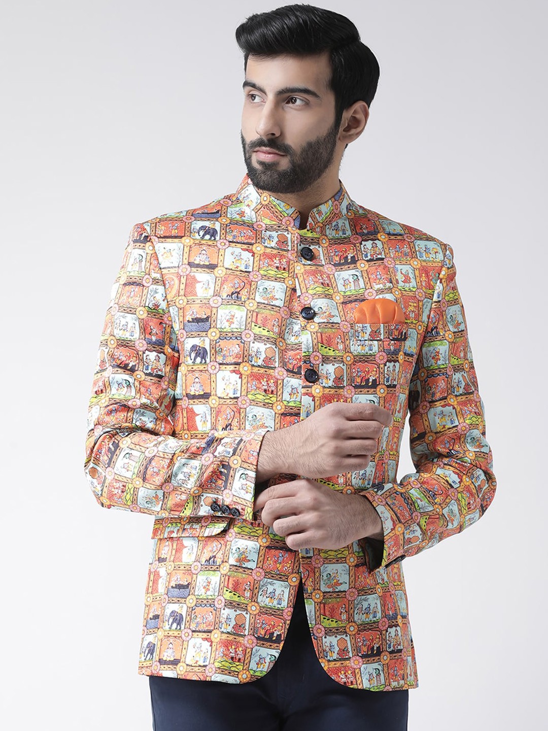 

Hangup Men Multicoloured Printed Single-Breasted Blazer, Multi