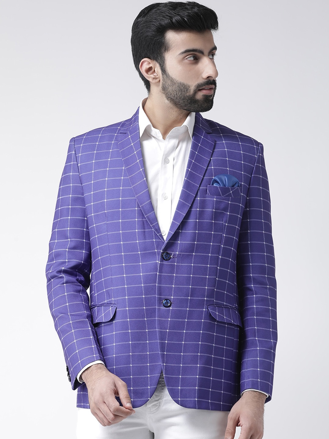 

Hangup Men Purple Checked Single-Breasted Blazers