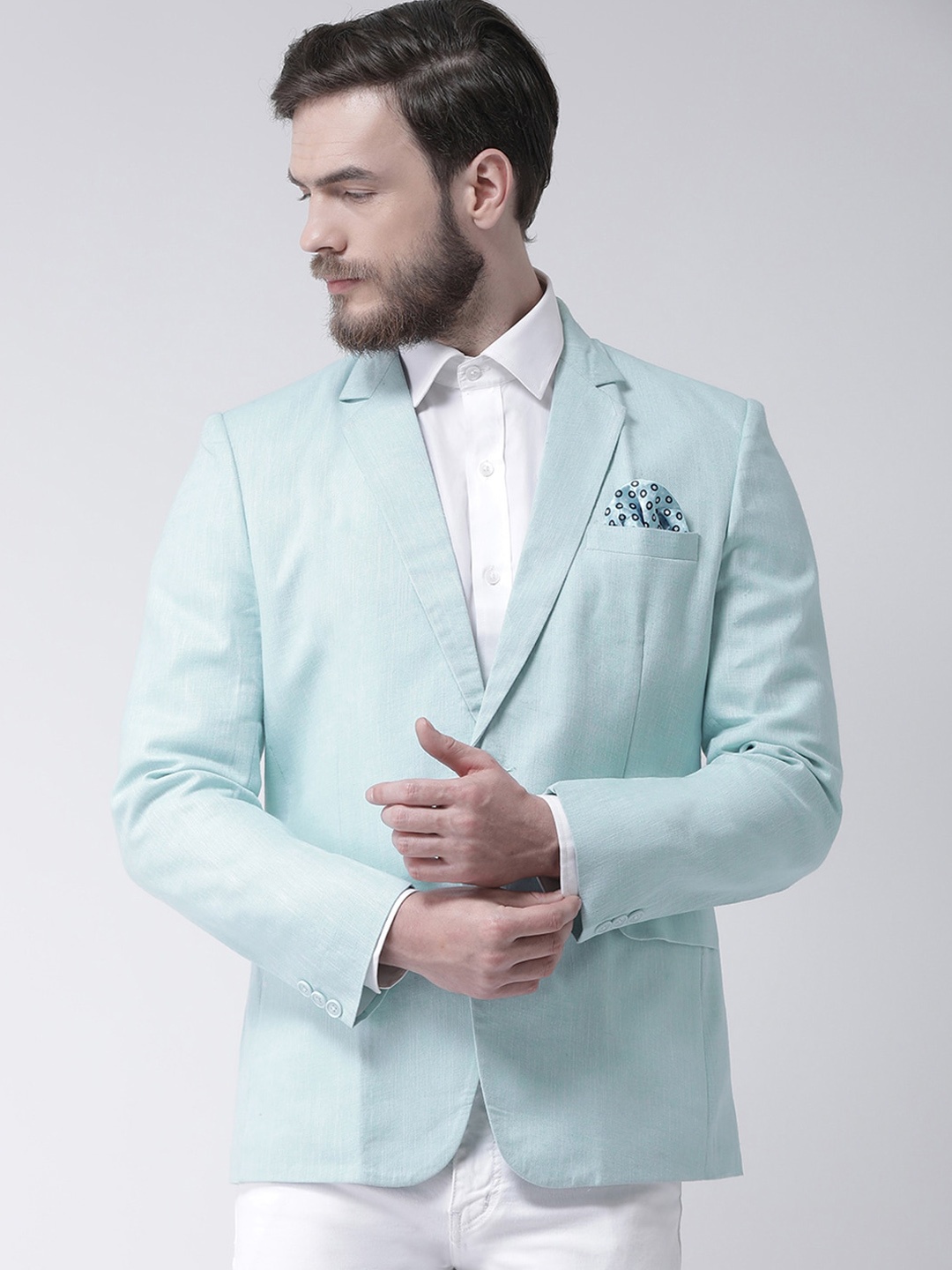 

Hangup Men Blue Solid Single-Breasted Blazers