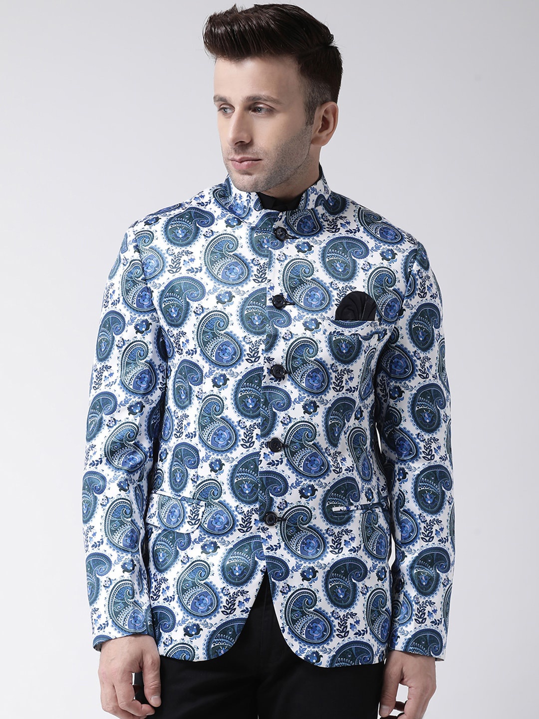 

Hangup Men Blue Printed Single-Breasted Blazers