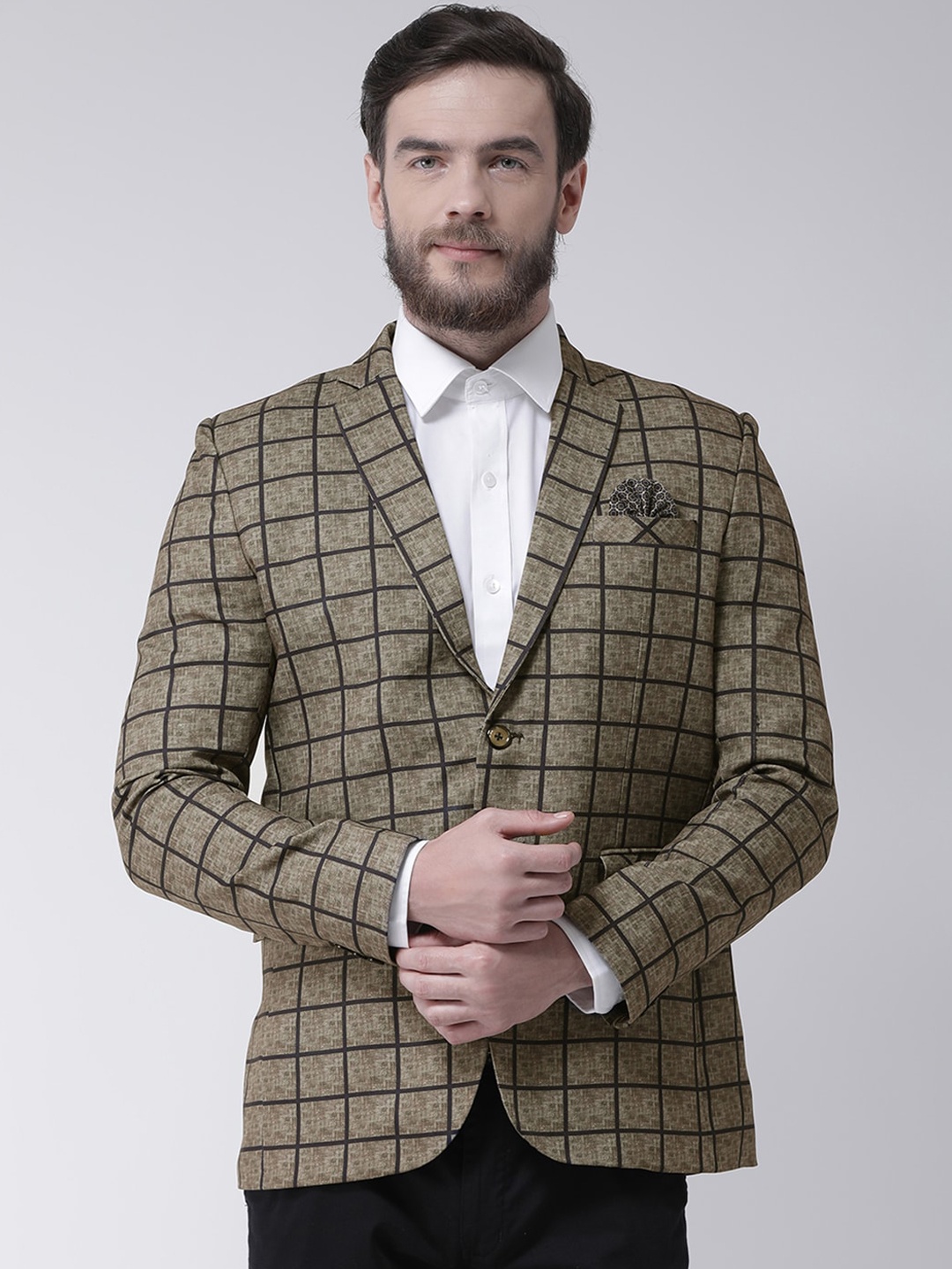 

Hangup Men Brown Checked Single-Breasted Blazer