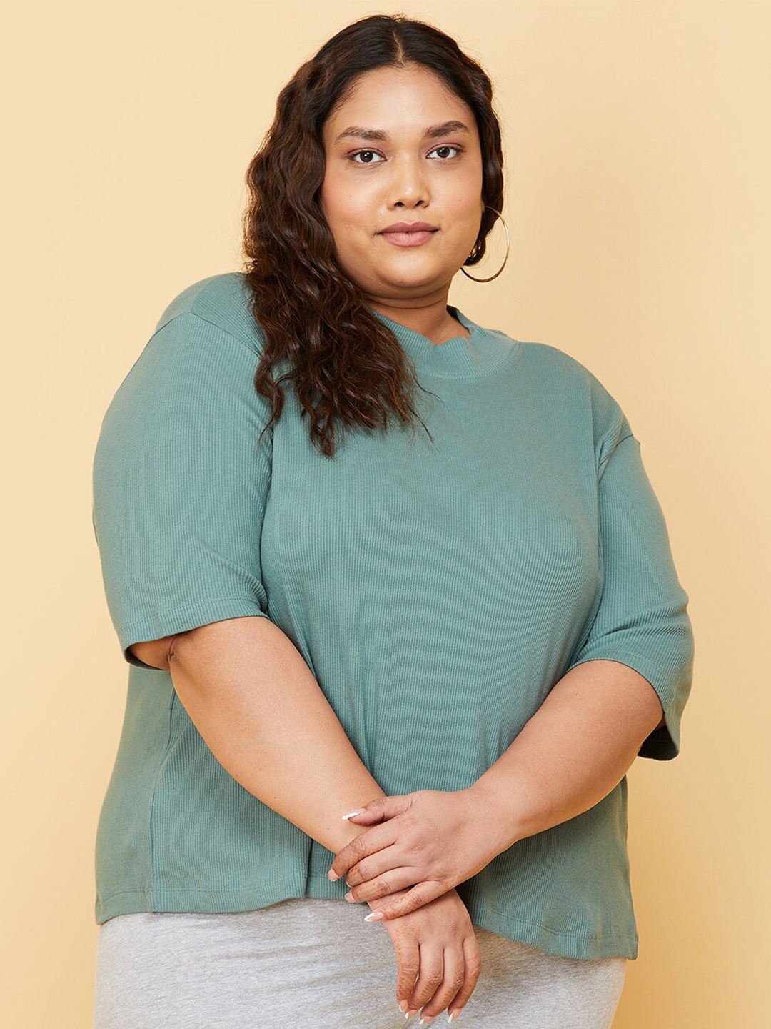 

max Plus size Women Green Solid Top