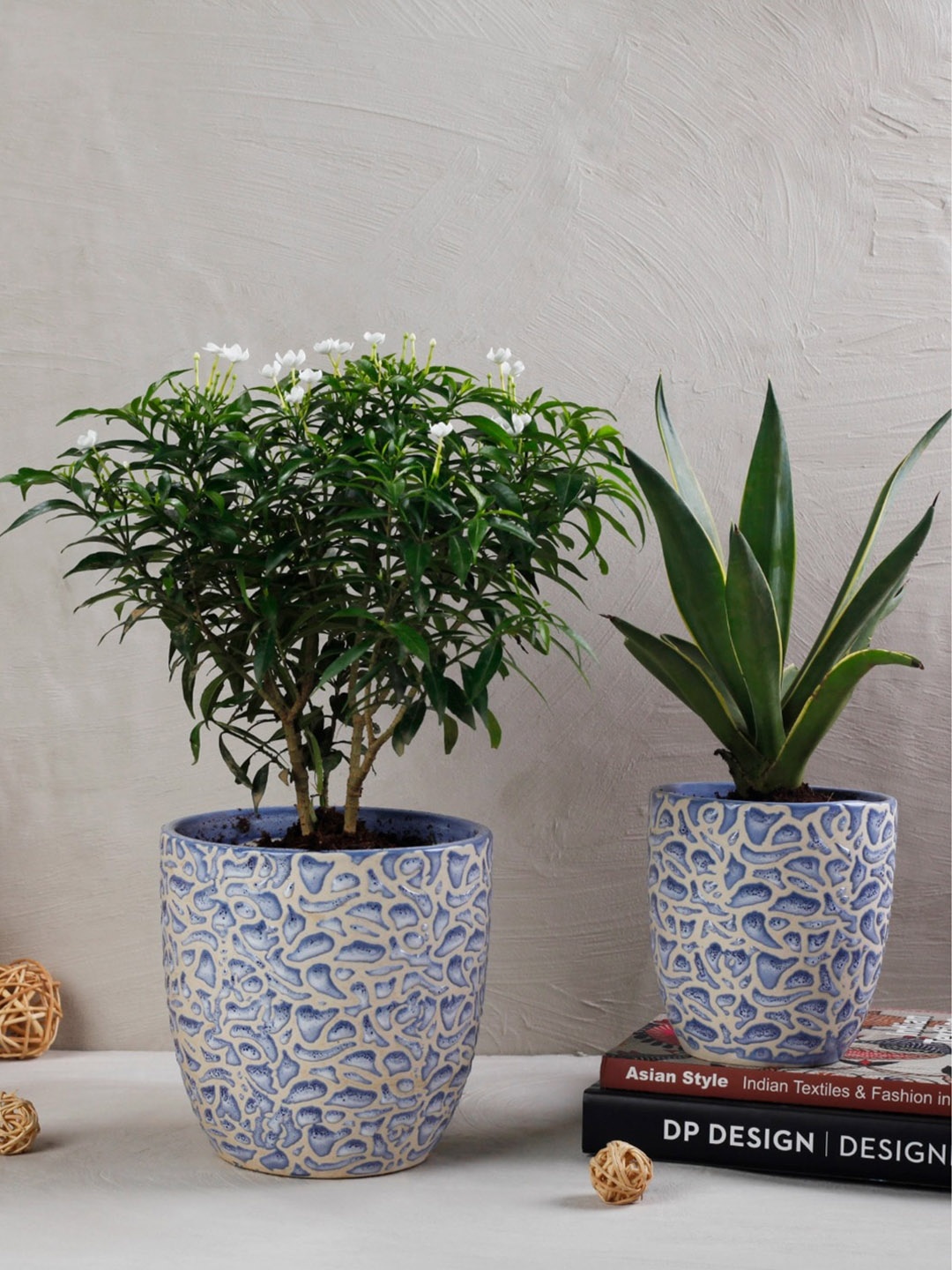

The 7 DeKor Blue Textured Ceramic Planter