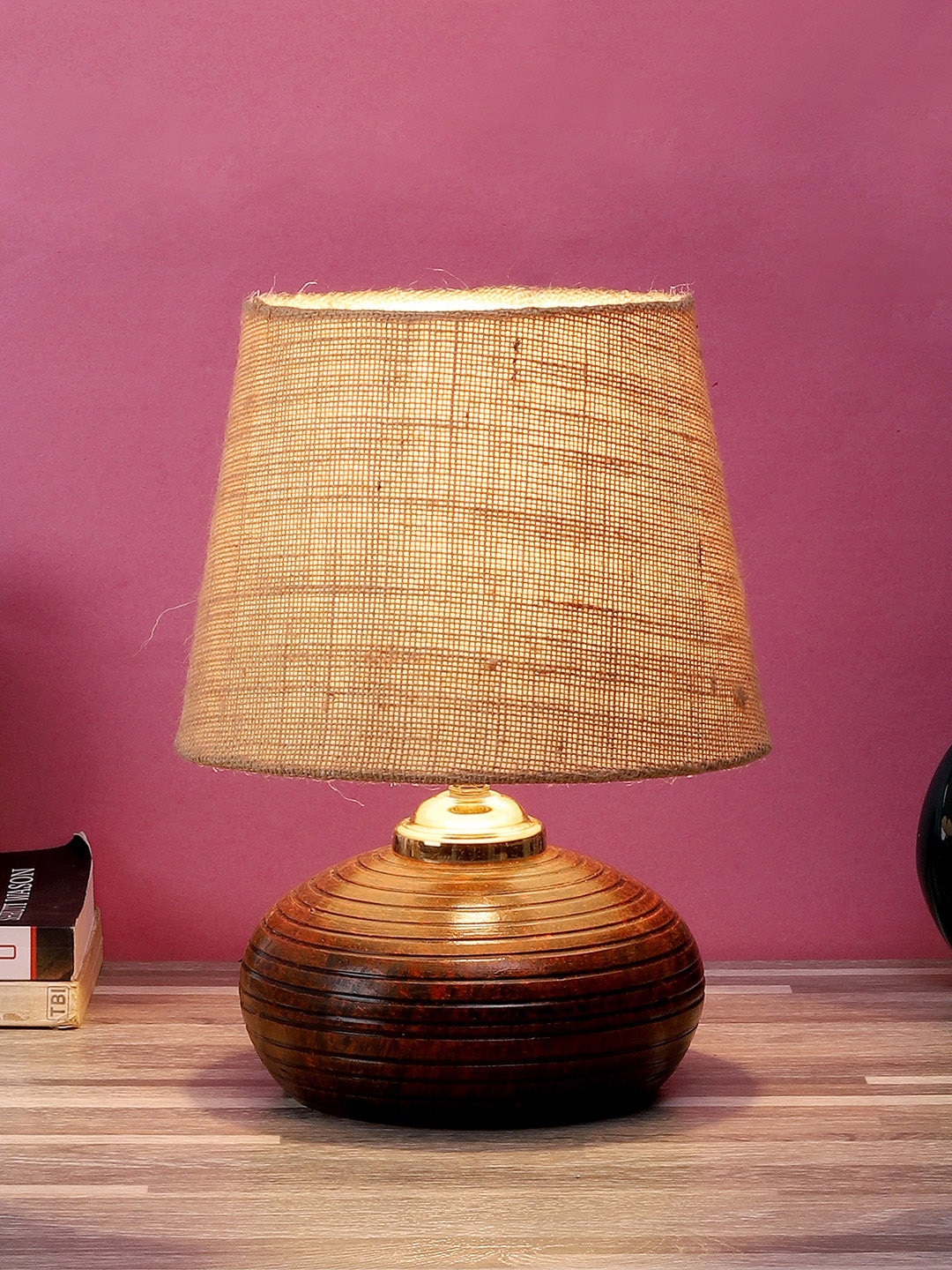 

foziq Brown Textured Table Lamps, Beige