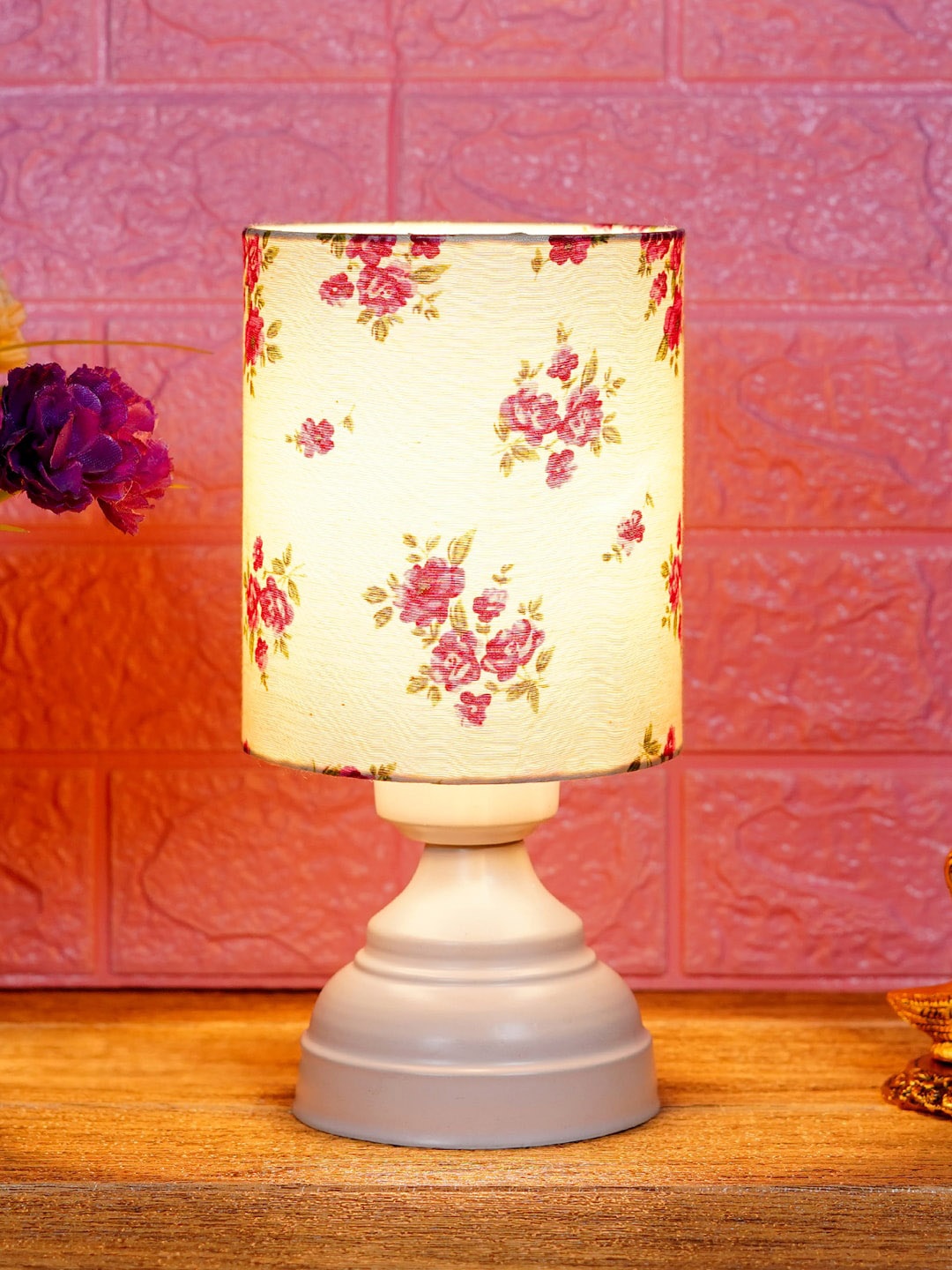 

foziq White Printed Table Lamp, Off white
