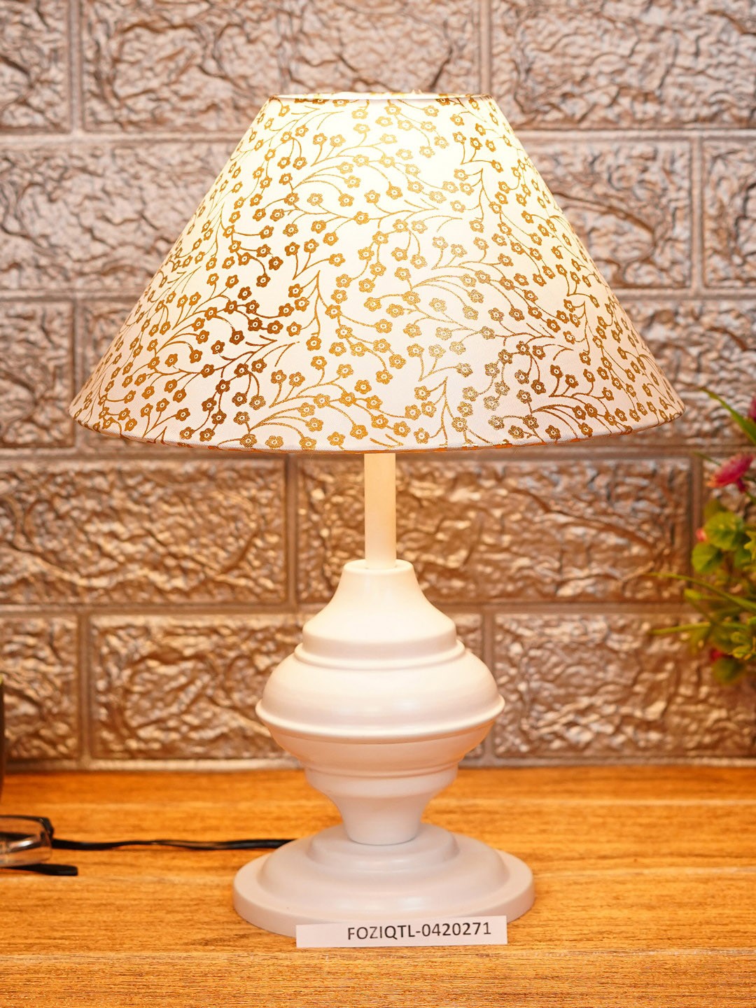 

foziq White Printed Table Lamps, Off white