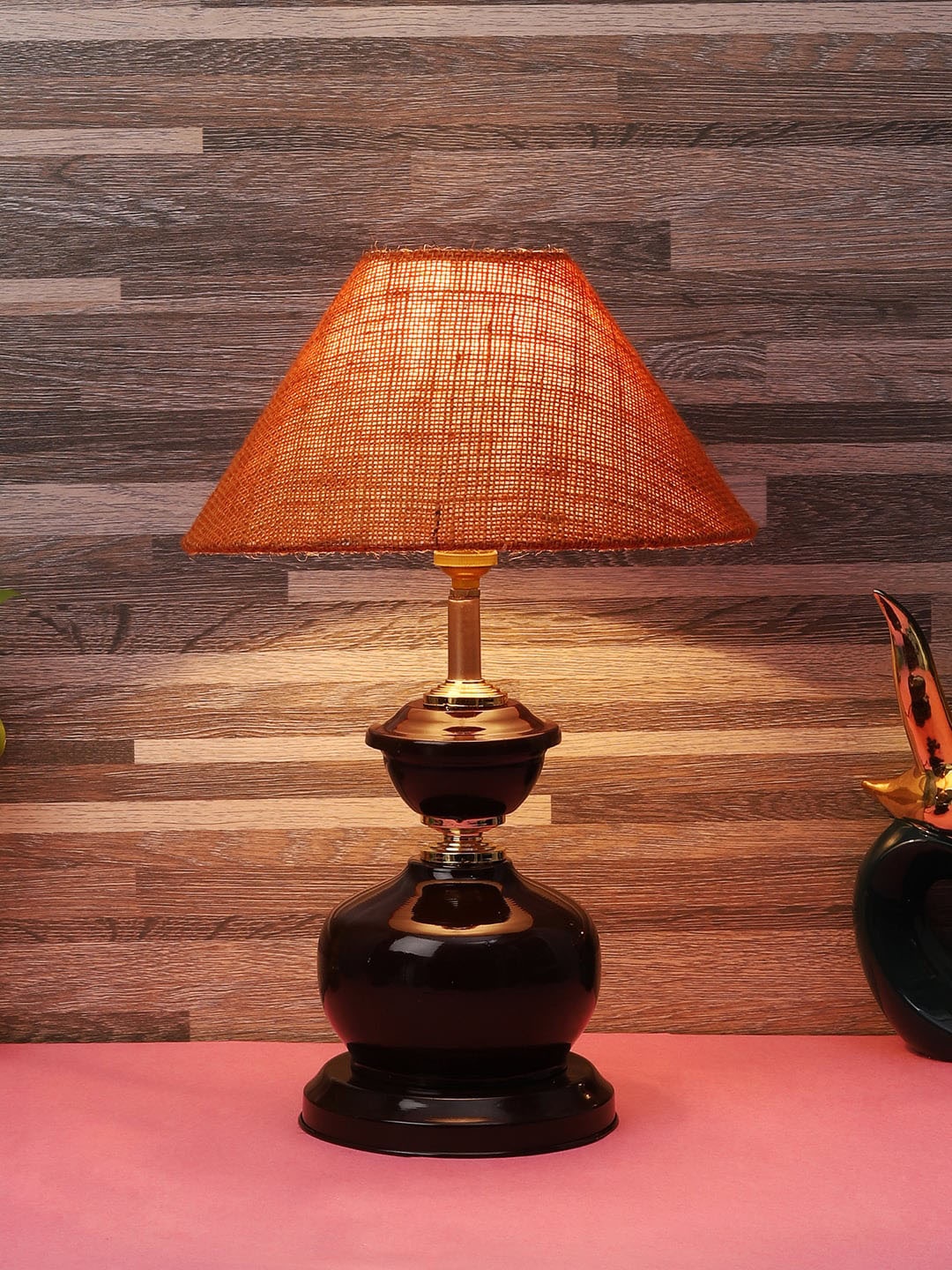 

foziq Brown Solid Metal Table Lamps With Shade