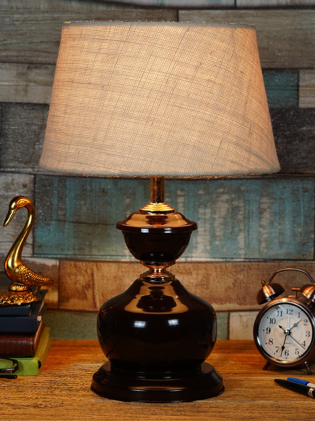 

foziq Brown & Beige Textured Table Lamps With Shade