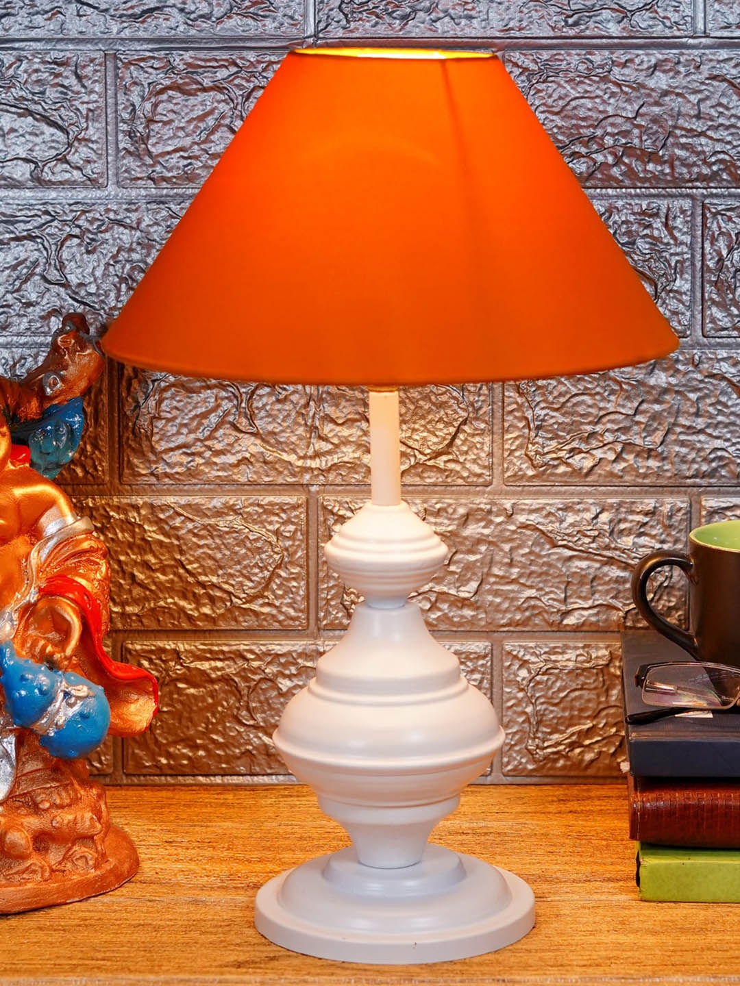 

Foziq White & Orange Solid Contemporary Table Lamps