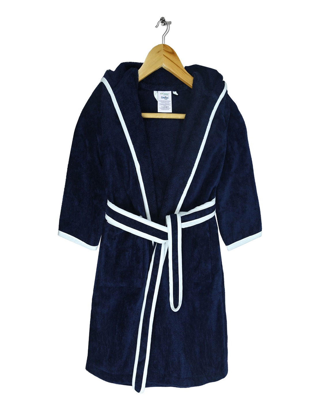 

MYTRIDENT Unisex Kids Navy Blue Solid Pure Cotton 400 GSM Bath Robe