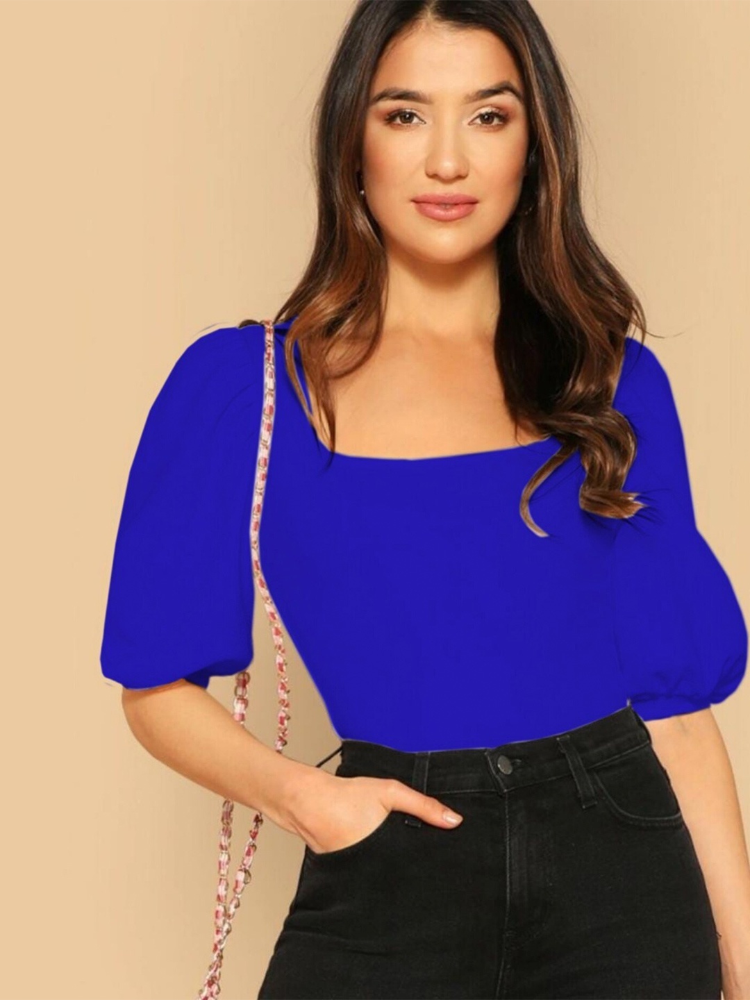 

Dream Beauty Fashion Blue Puff Sleeves Top